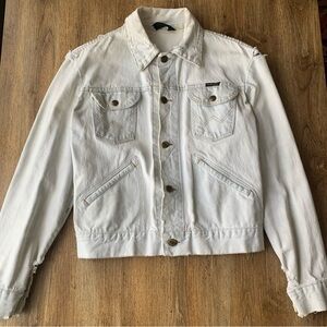 Vintage Wrangler Black Tab 4 Pocket Denim Jean Jacket 70’s Pointed Collar